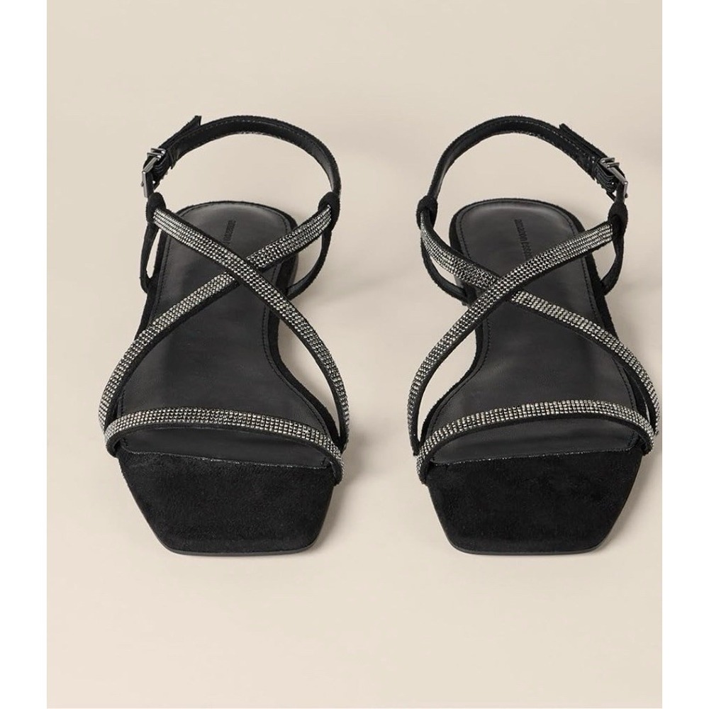 Faux Leather And Reinstone Flat Slingback. Black, Size 9.5 [U] - Picture 7 of 7